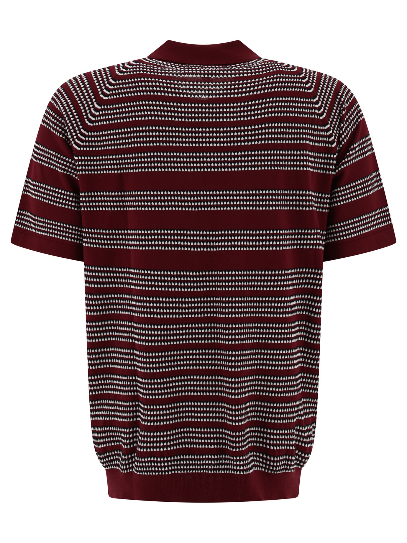 BEAMS PLUS Bordeaux Half-zip jacquard polo shirt